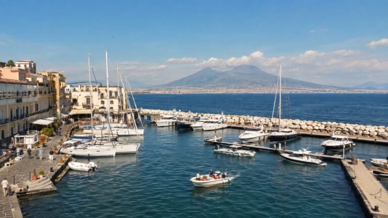Marina e porto turistico di Napoli, Campania, con barche ormeggiate