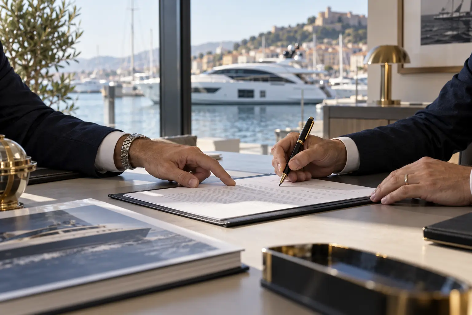 Firma dell'accordo di vendita di una barca