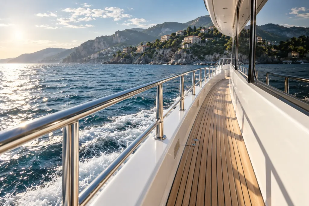 Coperta di uno yacht ormeggiato