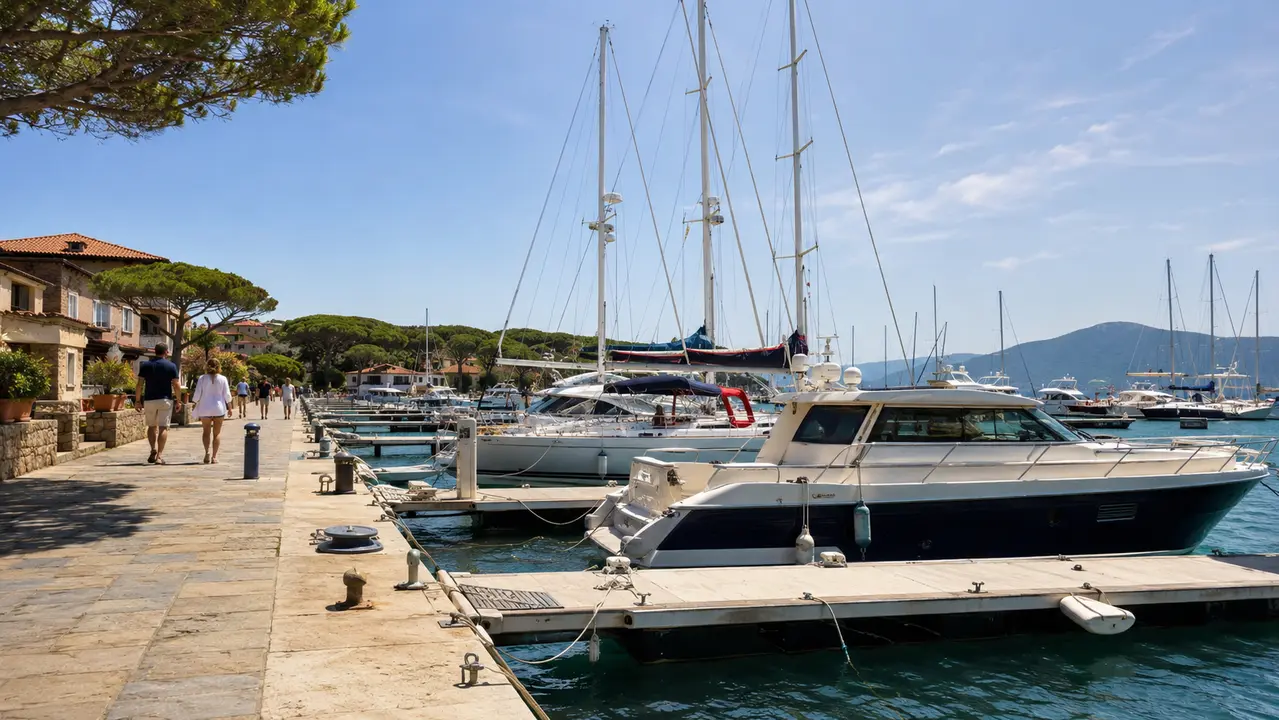 Marina italiana con imbarcazioni ormeggiate